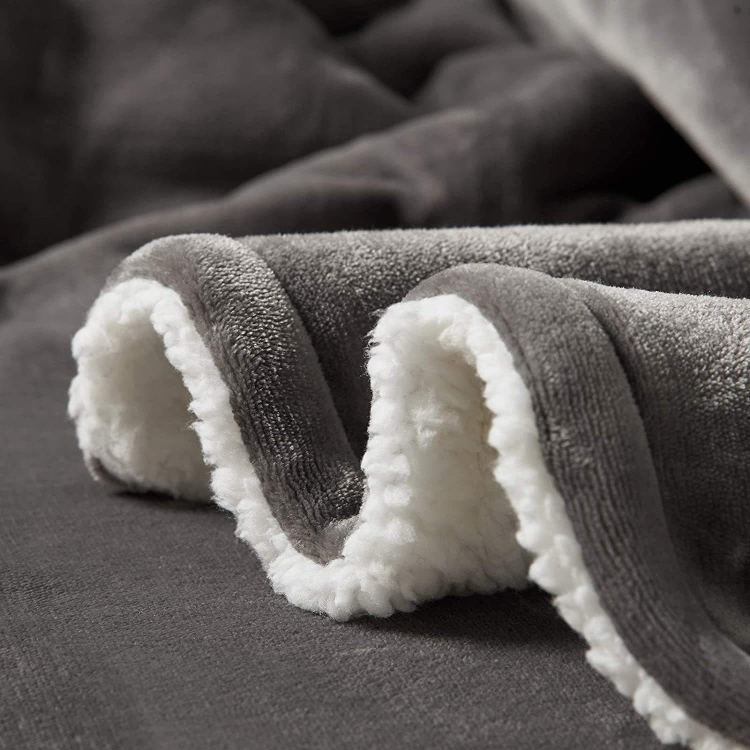 Woltu Wohndecke Kuscheldecke Grau Anthrazit Polyester Doppelseitig - Bild 2