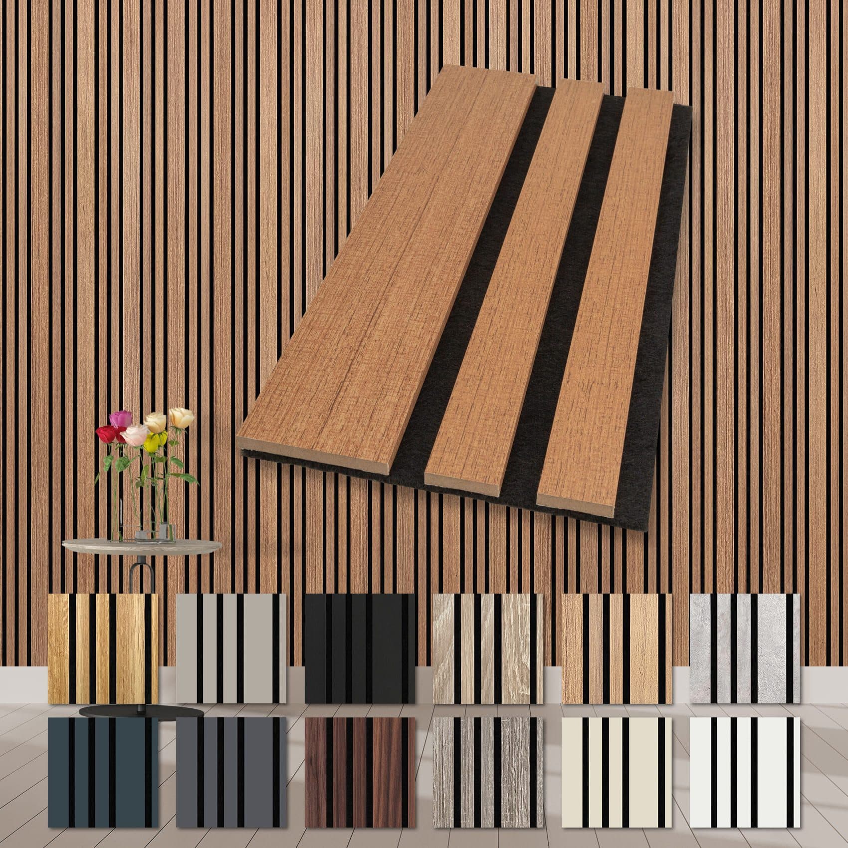 Hexim Wandpaneel Mila Akustikpaneel Holz Teak Braun - Bild 2