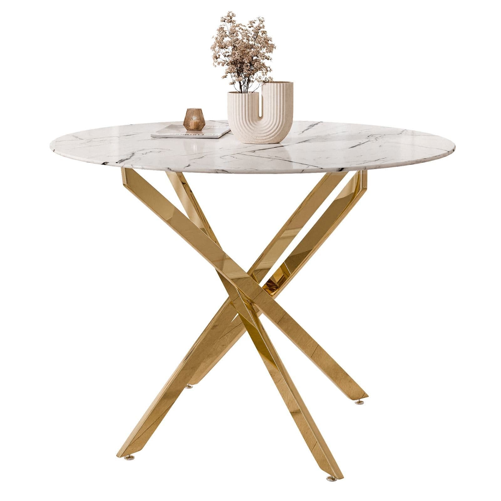 Lookway Esstisch CRISTAL II Weiß Marmor Glas 100 cm - Bild 2