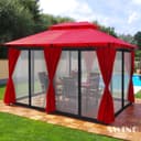 Swing&Harmonie Luxus LED Pavillon 3x4m Minzo Rot mit Seitenwänden Bild 2