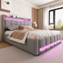 HAUSS SPOLE Polsterbett 160x200cm mit Matratze Komfortbett LED-Beleuchtung USB-Steckdose Bild 2