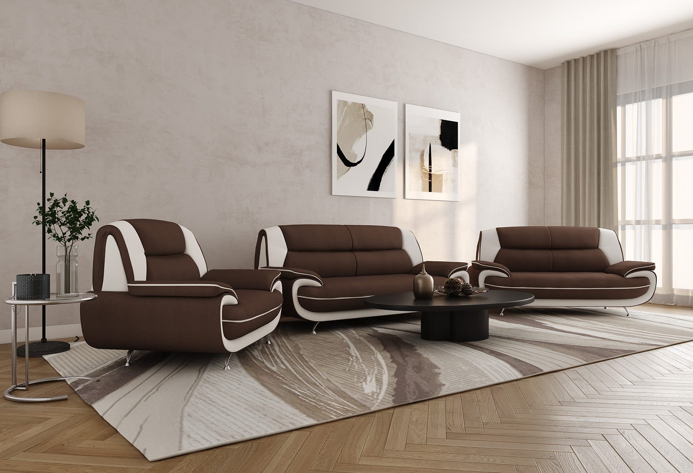 Kaiser Möbel Loungeset PALERMO 3-2-1 Wohnzimmer-Set Stoff Kronos Modern - Bild 2
