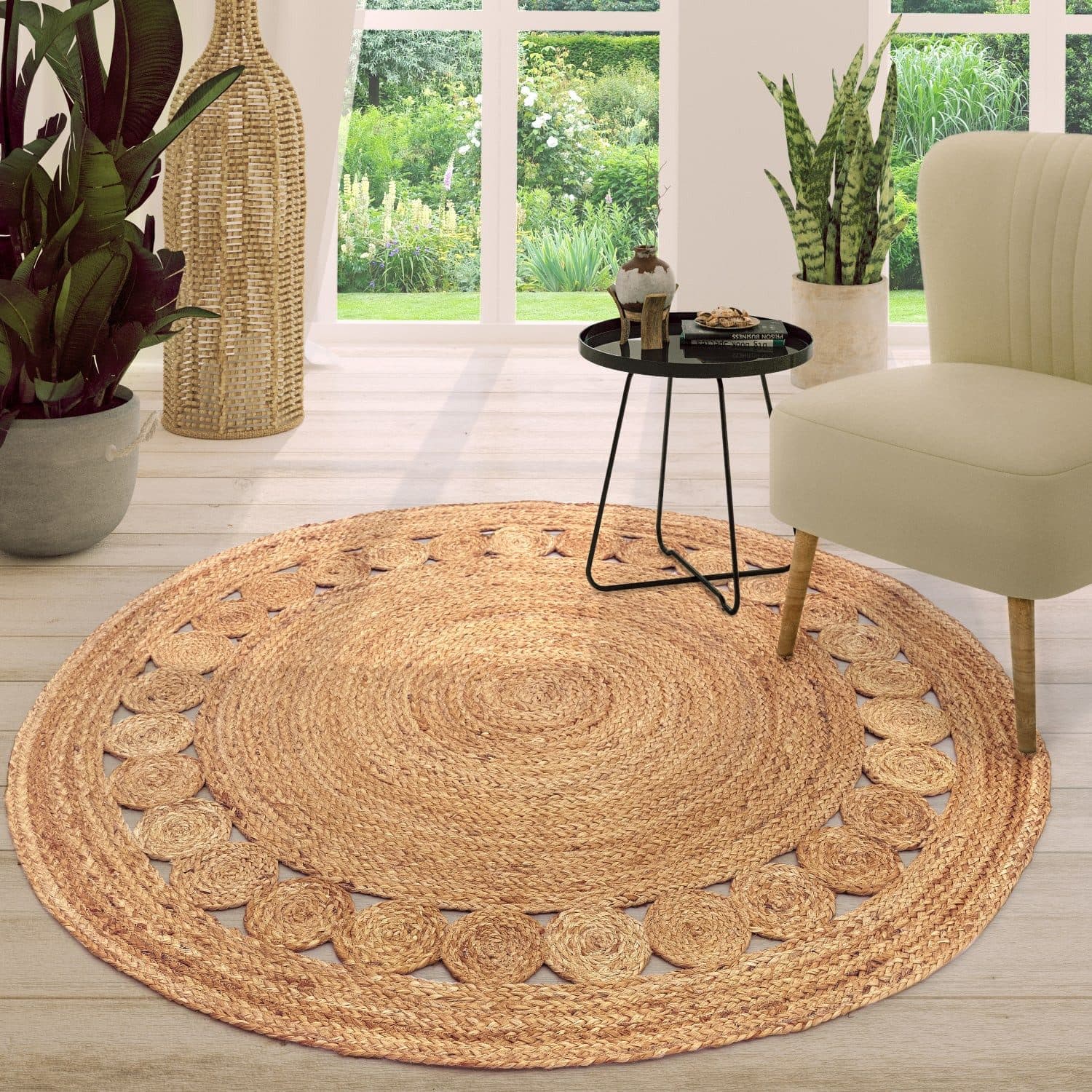 TT Home Teppich Diele Rund Jute Kurzflor Cut-Outs - Bild 2