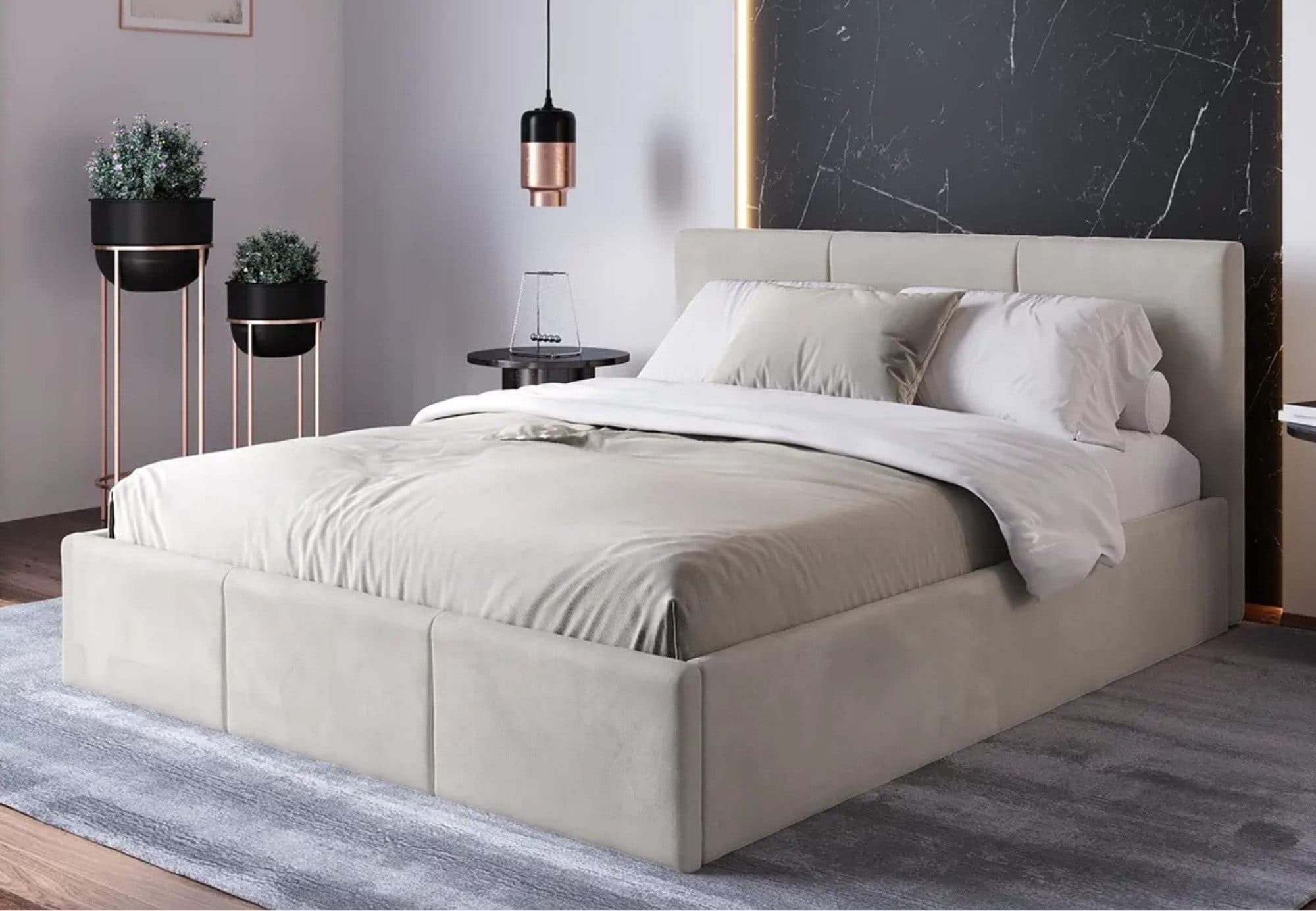 Home Collective Polsterbett Stauraumbett mit Gasdruckfeder Metallrahmen Samtpolsterung Grau - Bild 2