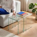 en.casa Satztisch 2-tlg. Couchtisch-Set Glastisch Transparent Bild 2