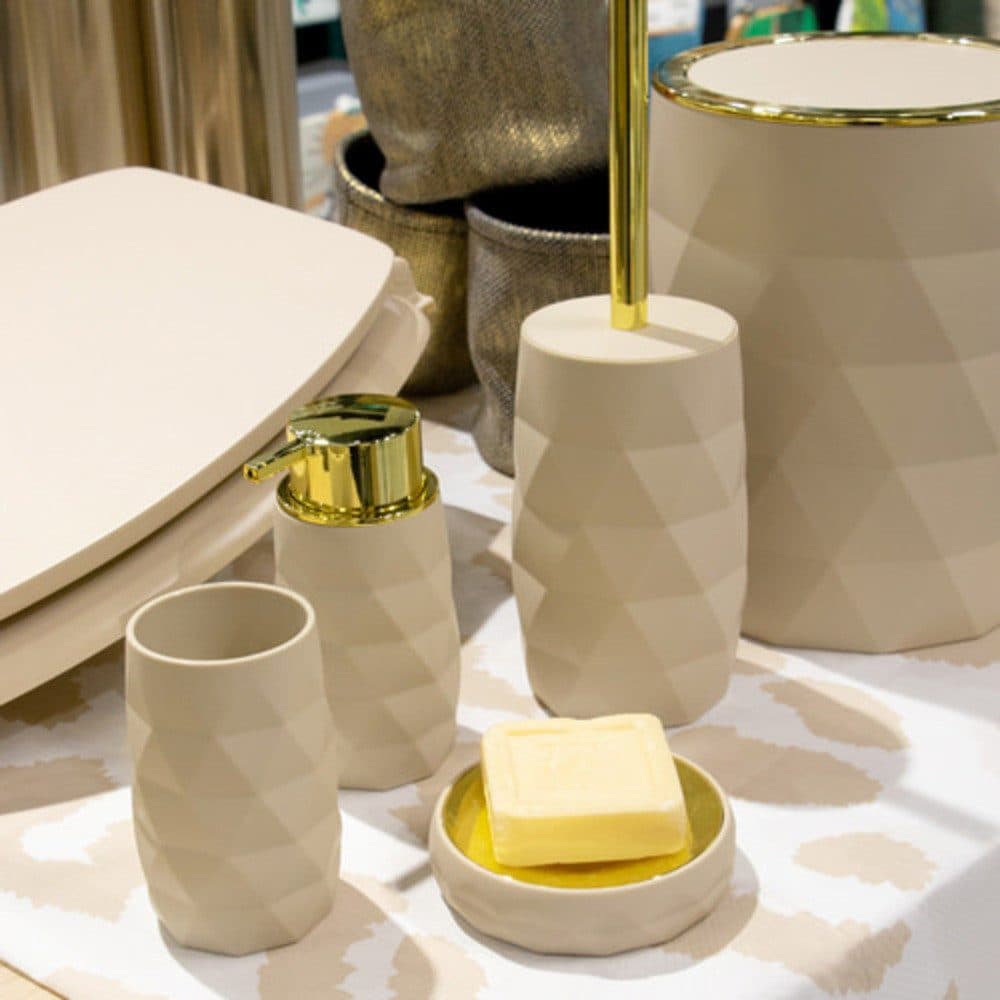 LikeKa Badaccessoire-Set Goldeffekt Seifenspender Toilettenbürste