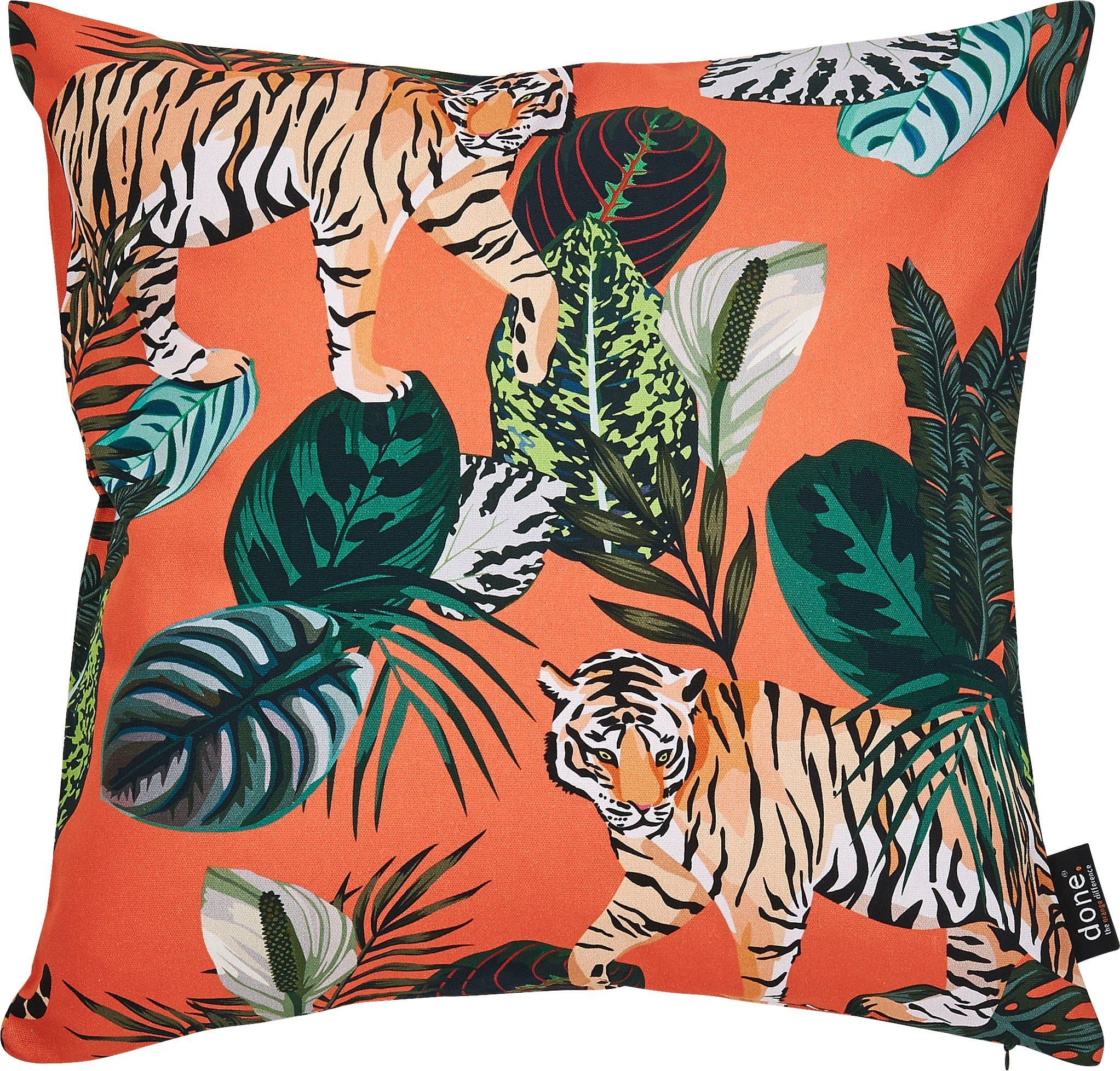 DONE. Dekokissen Panama Print Tiger Bunt 45x45cm Baumwolle - Bild 2
