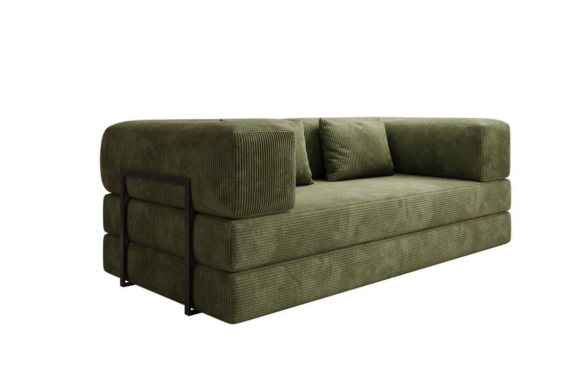 Luxusbetten24 Designer Sofa Lazy 3-Sitzer Olivgrün Cord mit Aufklappfunktion - Bild 2
