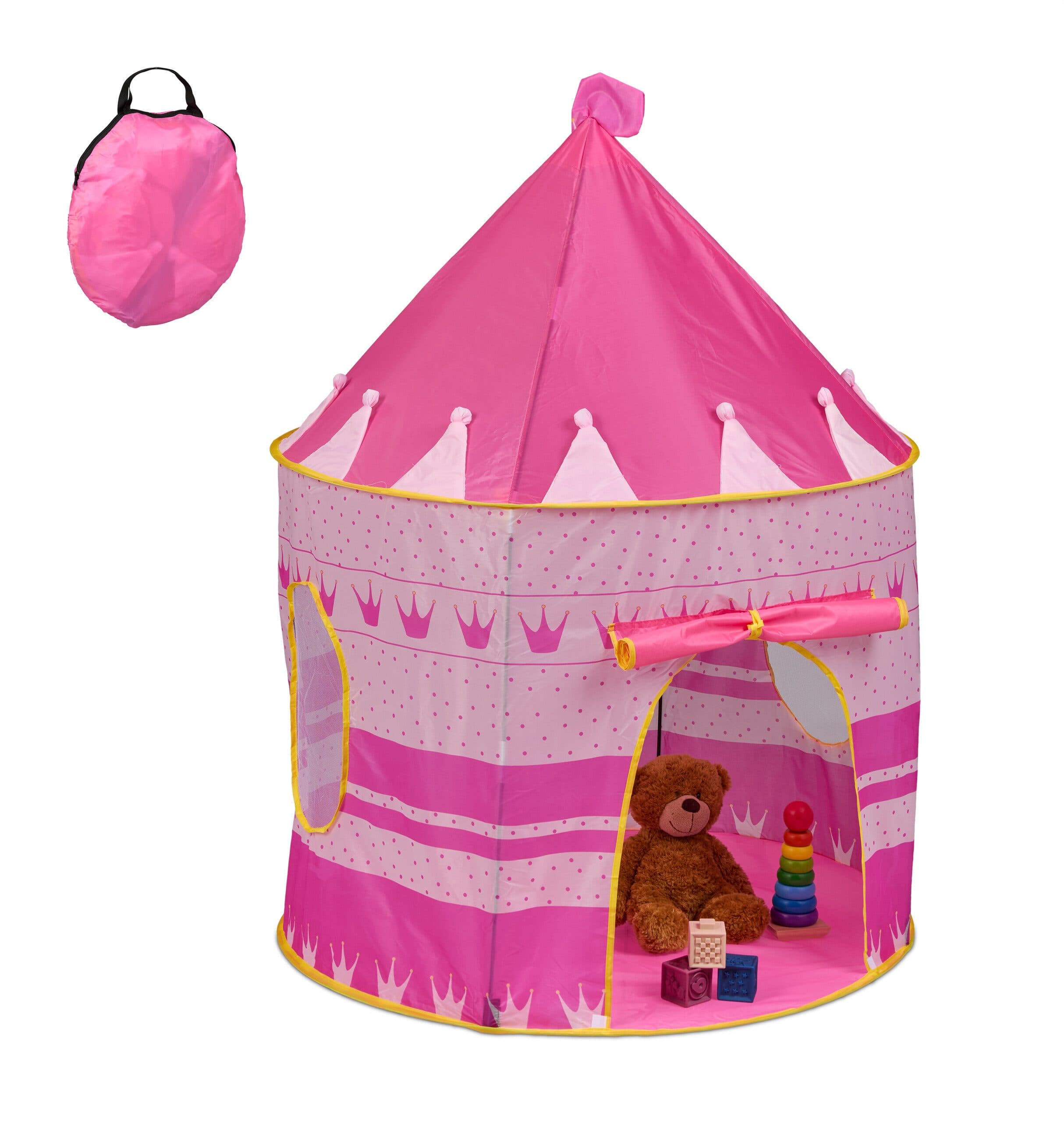 relaxdays Spielzelt Prinzessin Schlossturmdesign Rosa/Gelb - Bild 2