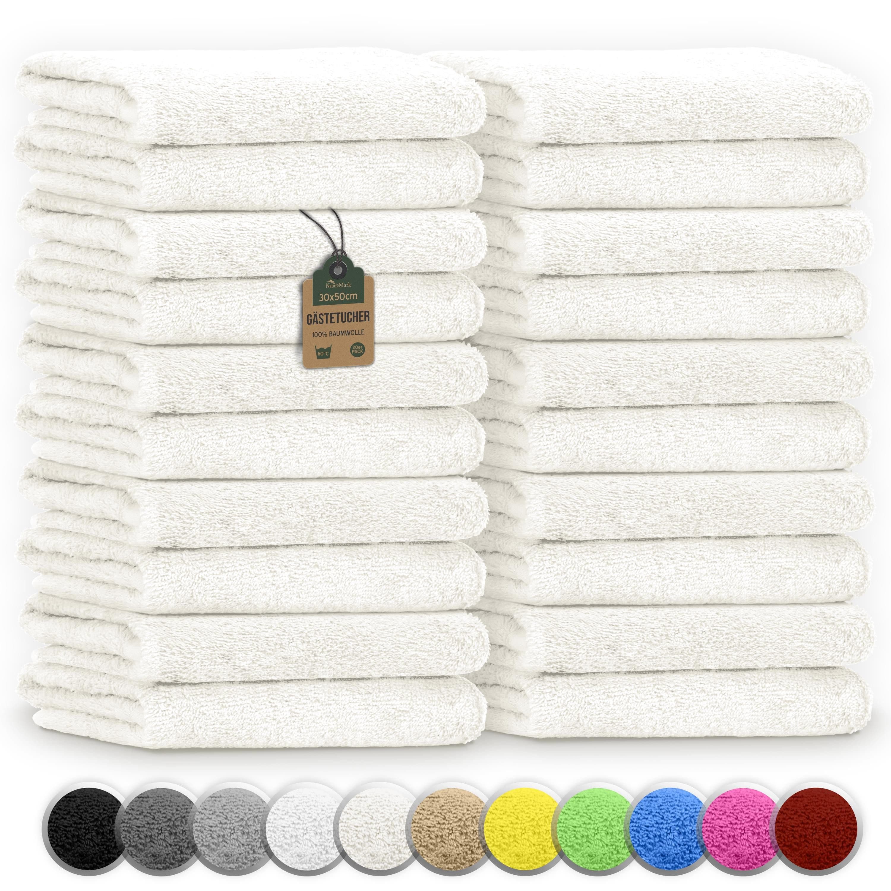 NatureMark Gästehandtuch 20er-Pack 30x50cm Baumwolle Naturweiß - Bild 2