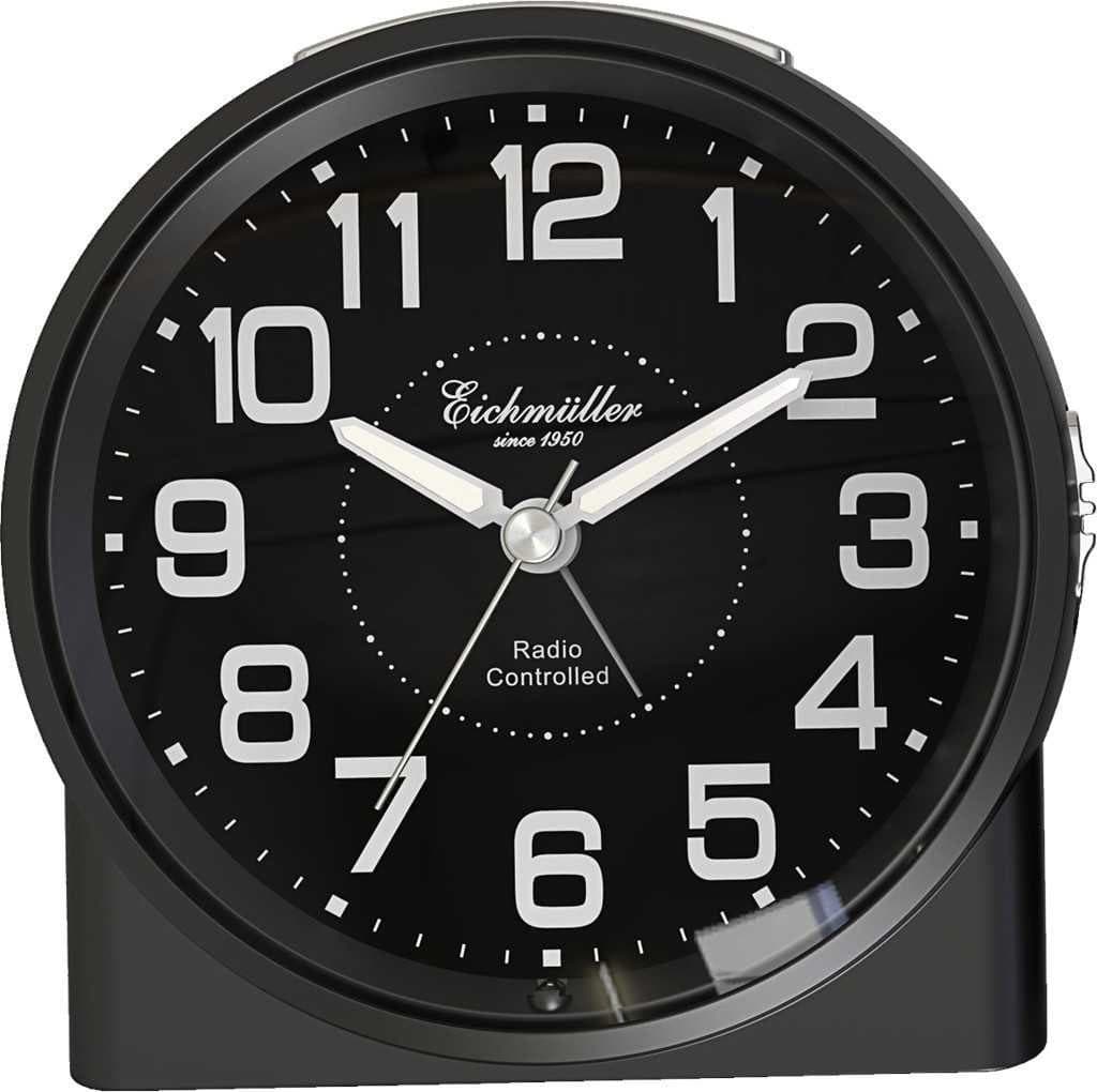 Eichmüller Funkwecker 9890-09 Schwarz Analog mit Funktechnologie