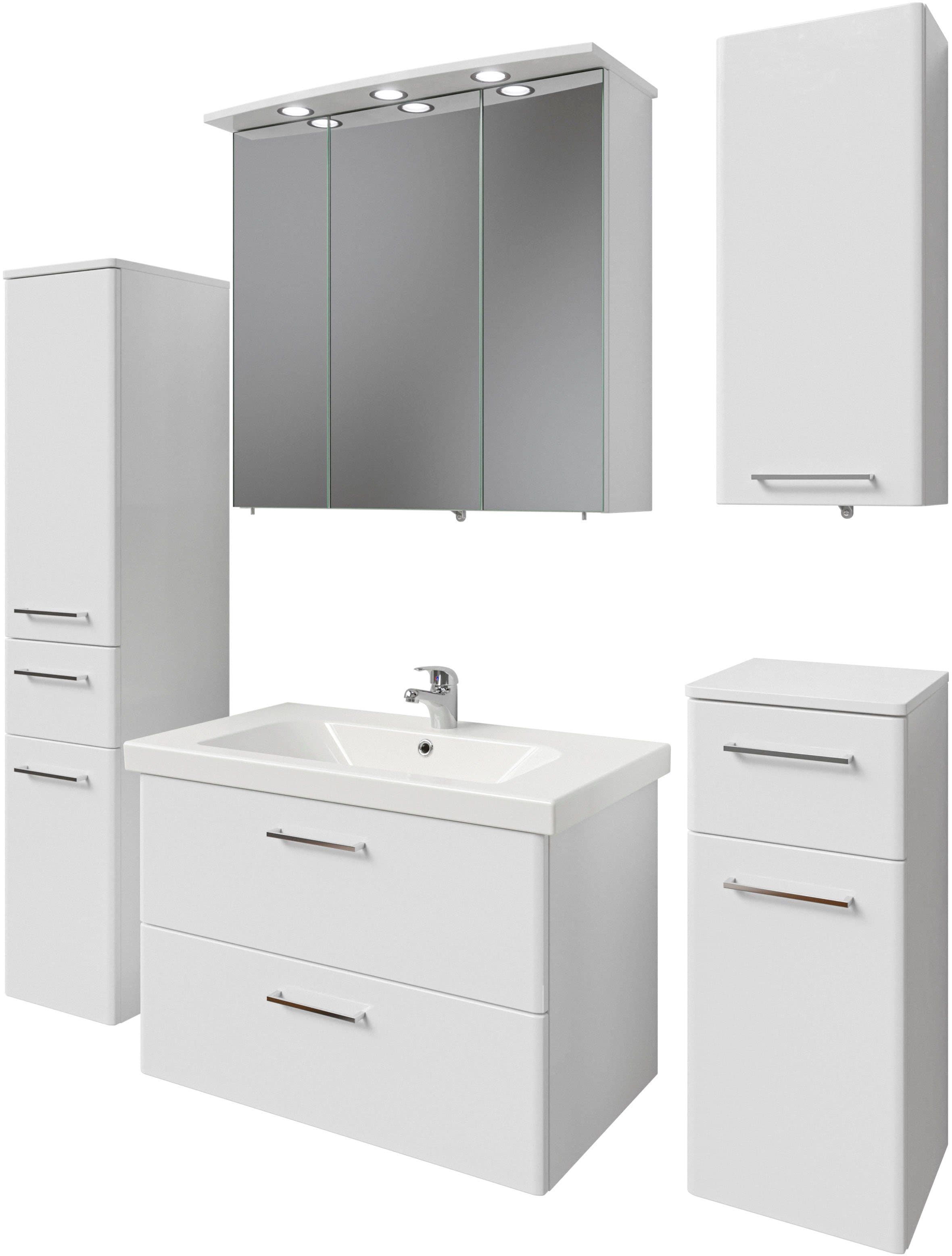 Badmöbel-Set SAPHIR "Quickset 316 5-teilig" Keramikwaschtisch mit LED-Spiegelschrank Weiß - Bild 2