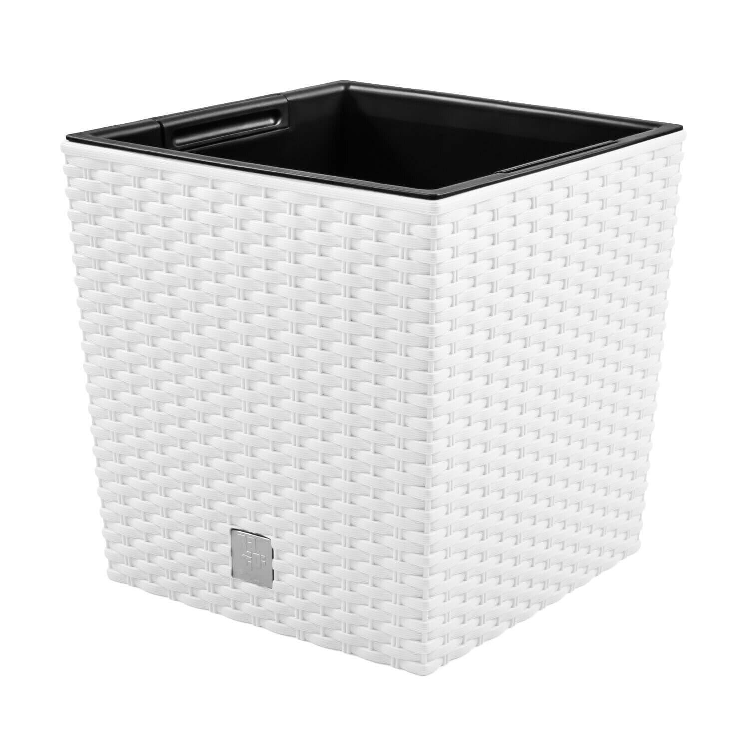 Prosperplast Blumentopf RATO LOW Weiß Kunststoff Rattanstruktur - Bild 2