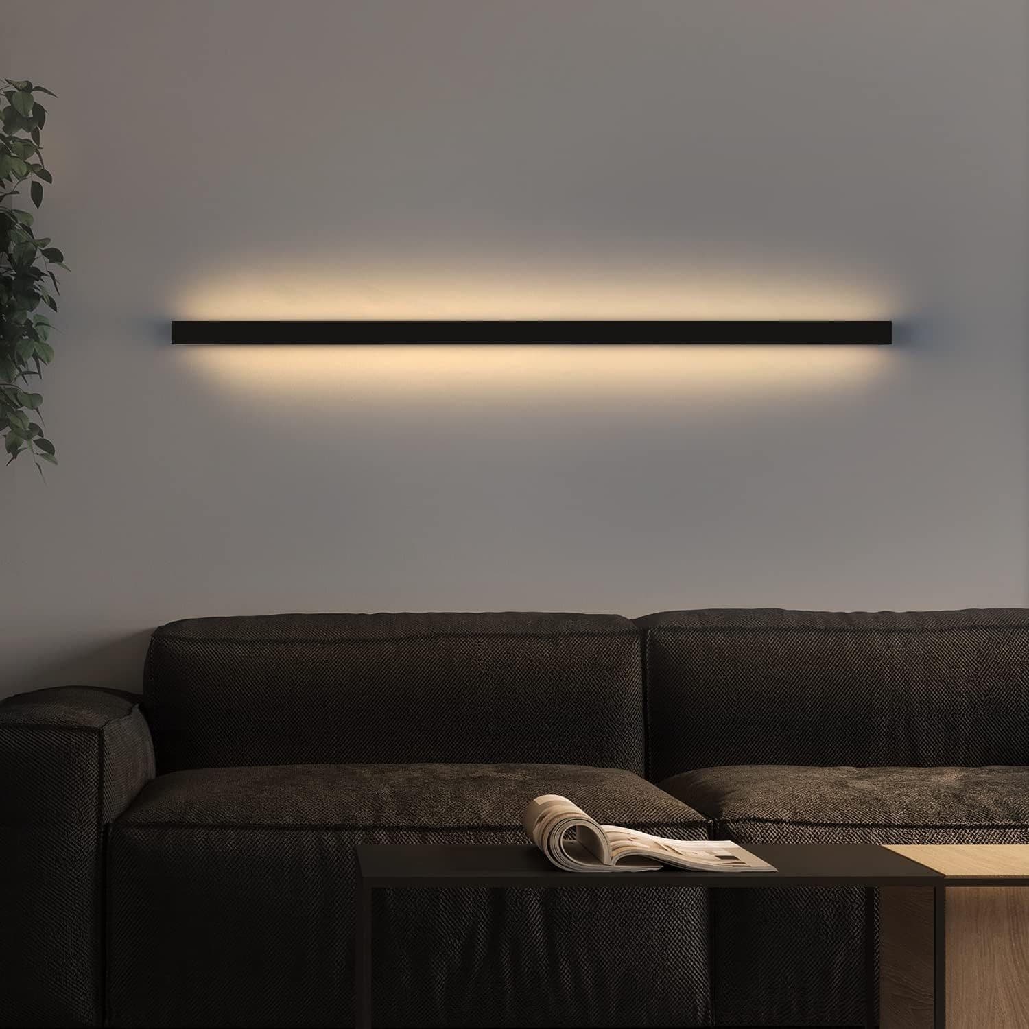 ZMH LED Wandleuchte Innen Schwarz 60/80/100CM Wandlampe 3000K Modern - Bild 2
