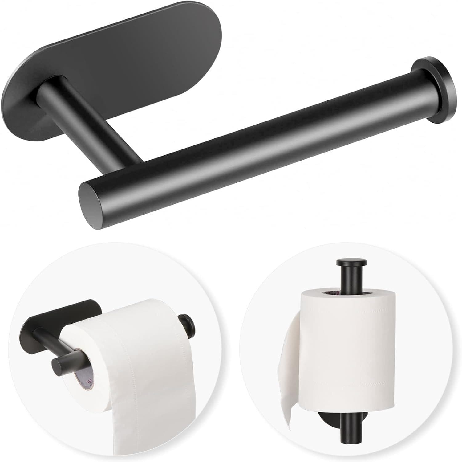 Refined Living Toilettenpapierhalter Edelstahl Selbstklebend Schwarz - Bild 2