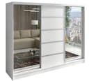A&J MöbelLand Schiebetürenschrank 3-türig Weiß mit Spiegeln und Schubladen Bild 2
