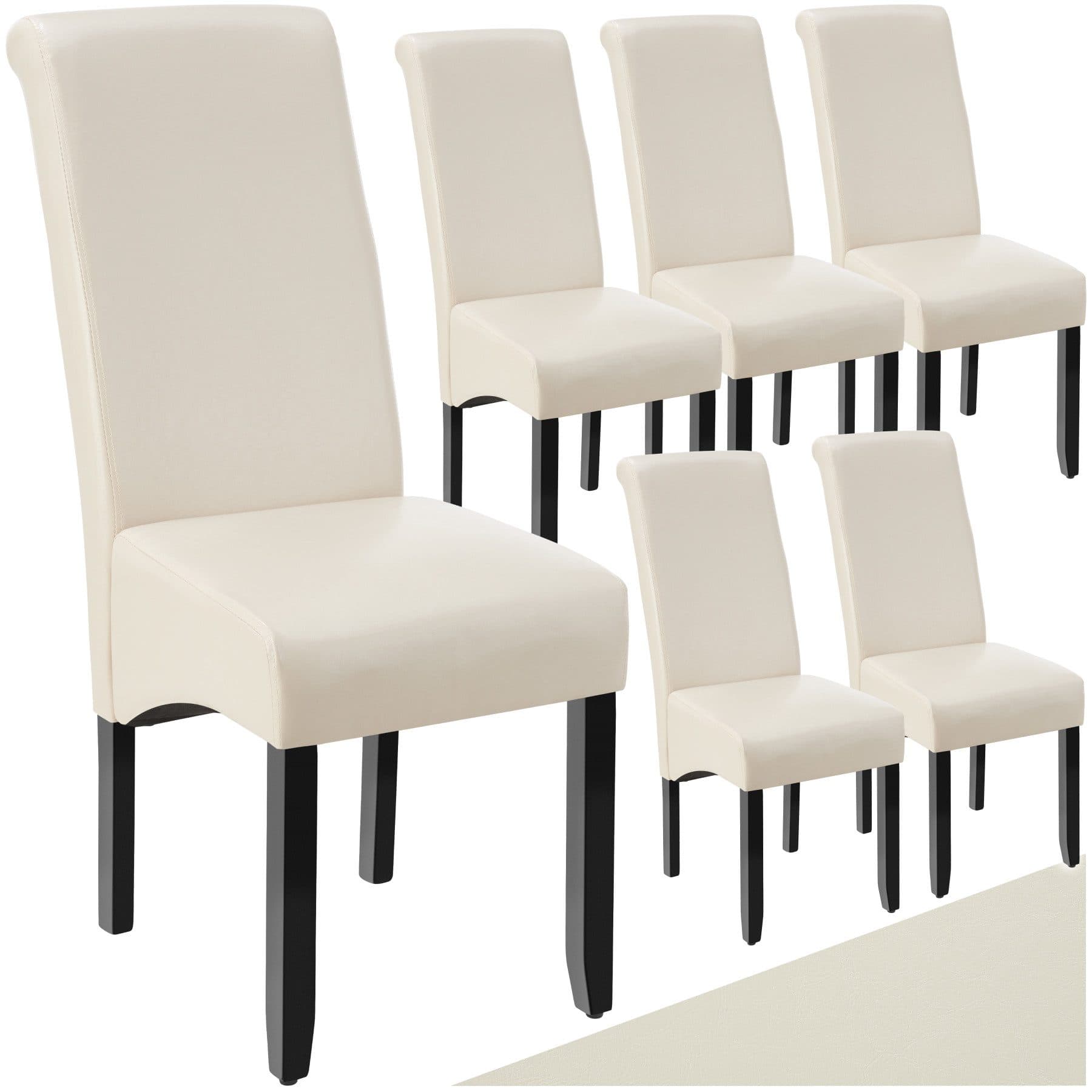 tectake Esszimmerstuhl Küchenstuhl Ergonomisch Massives Hartholz Set 6 St. Kunstleder - Bild 2