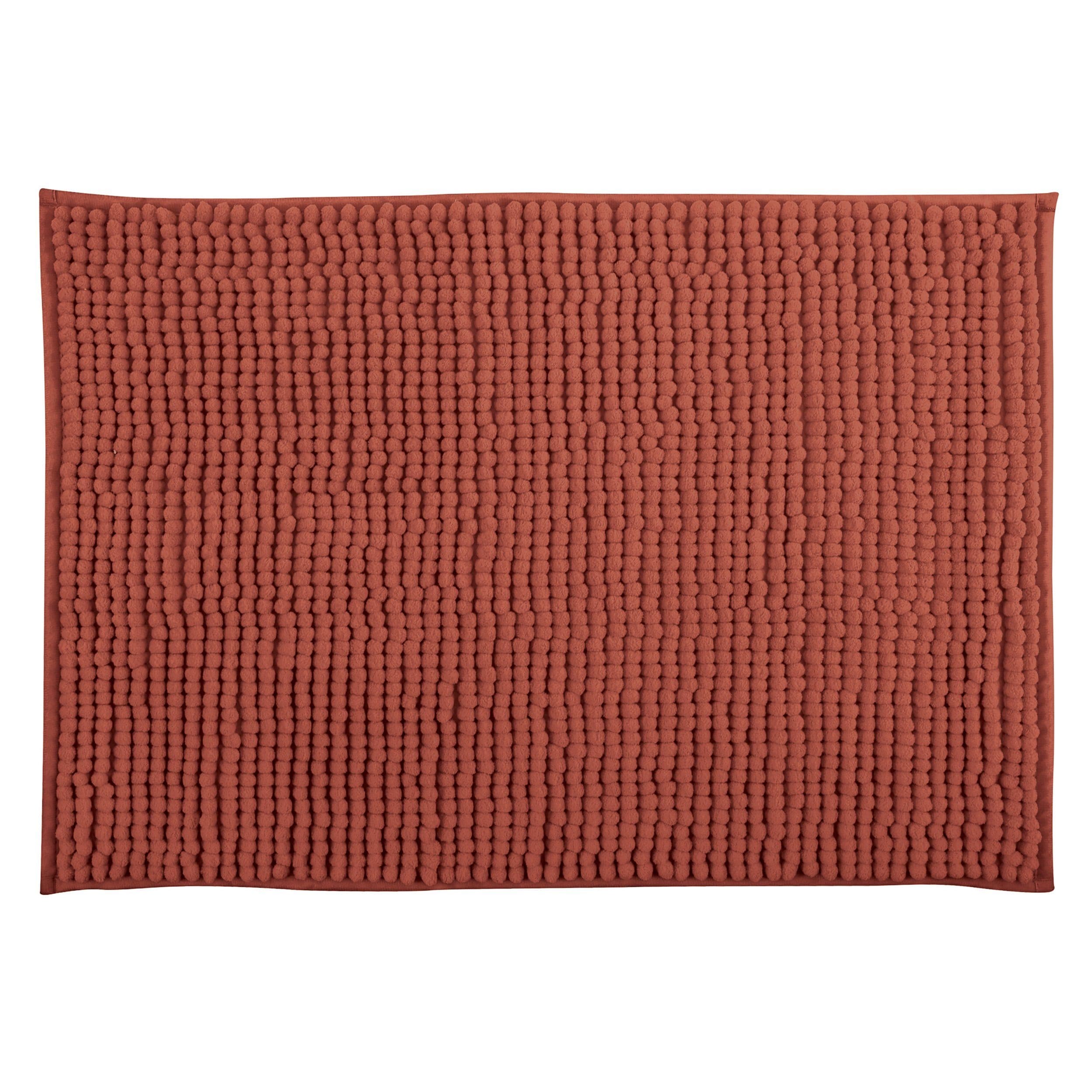 MSV Badematte CHENILLE 12mm Polyester Microfaser Anti-Rutsch Terracotta Rot - Bild 2