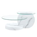 gopop Couchtisch 2er Set Weißmarmor Glas MDF Bild 2