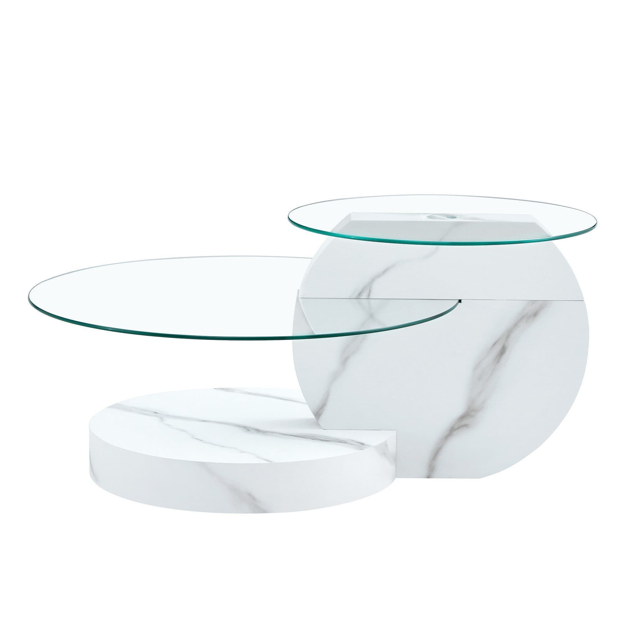 gopop Couchtisch 2er Set Weißmarmor Glas MDF - Bild 2