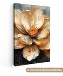 OneMillionCanvasses® Leinwandbild Blumen Gold Kunst Schwarz Modern Bild 2