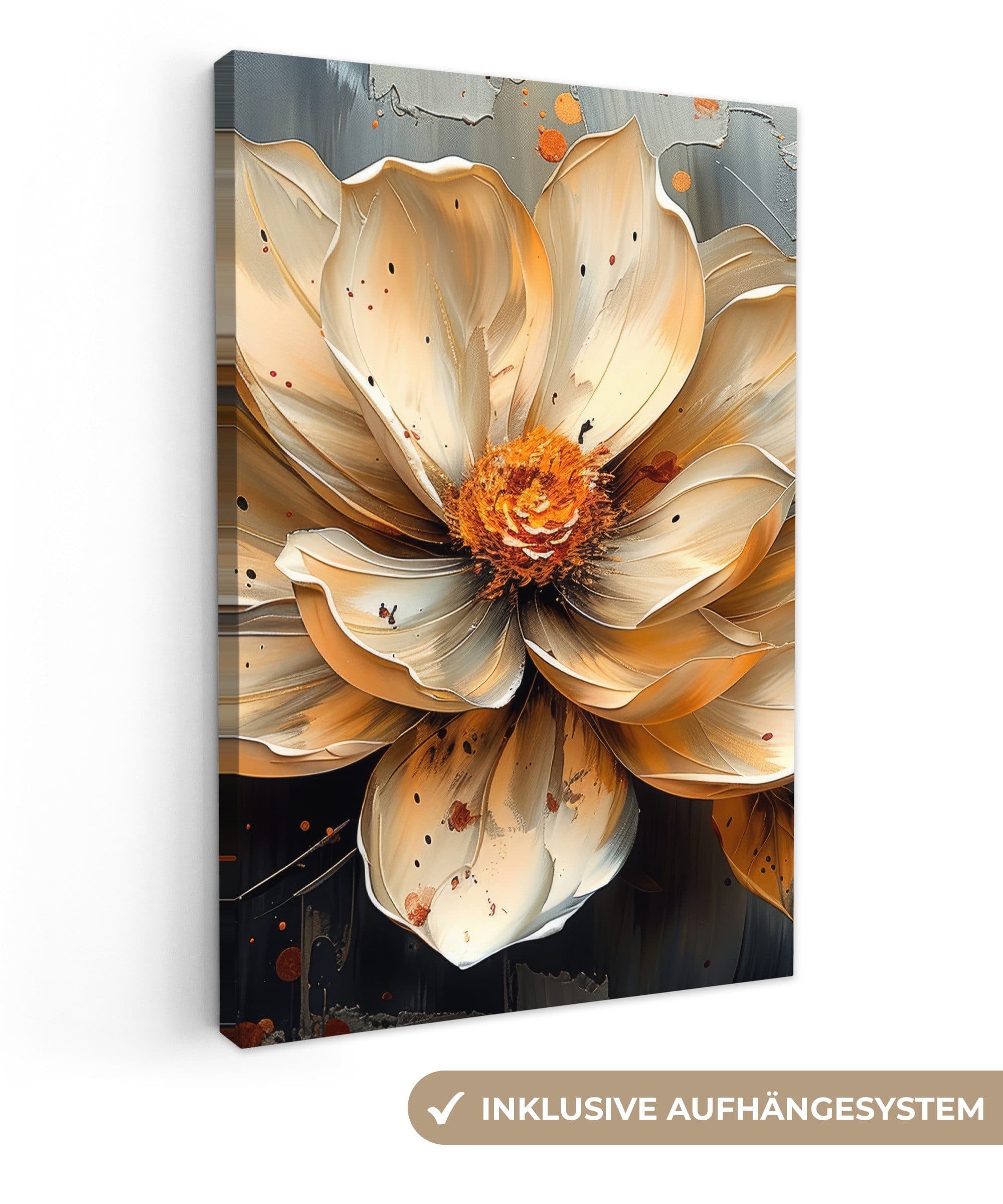 OneMillionCanvasses® Leinwandbild Blumen Gold Kunst Schwarz Modern - Bild 2