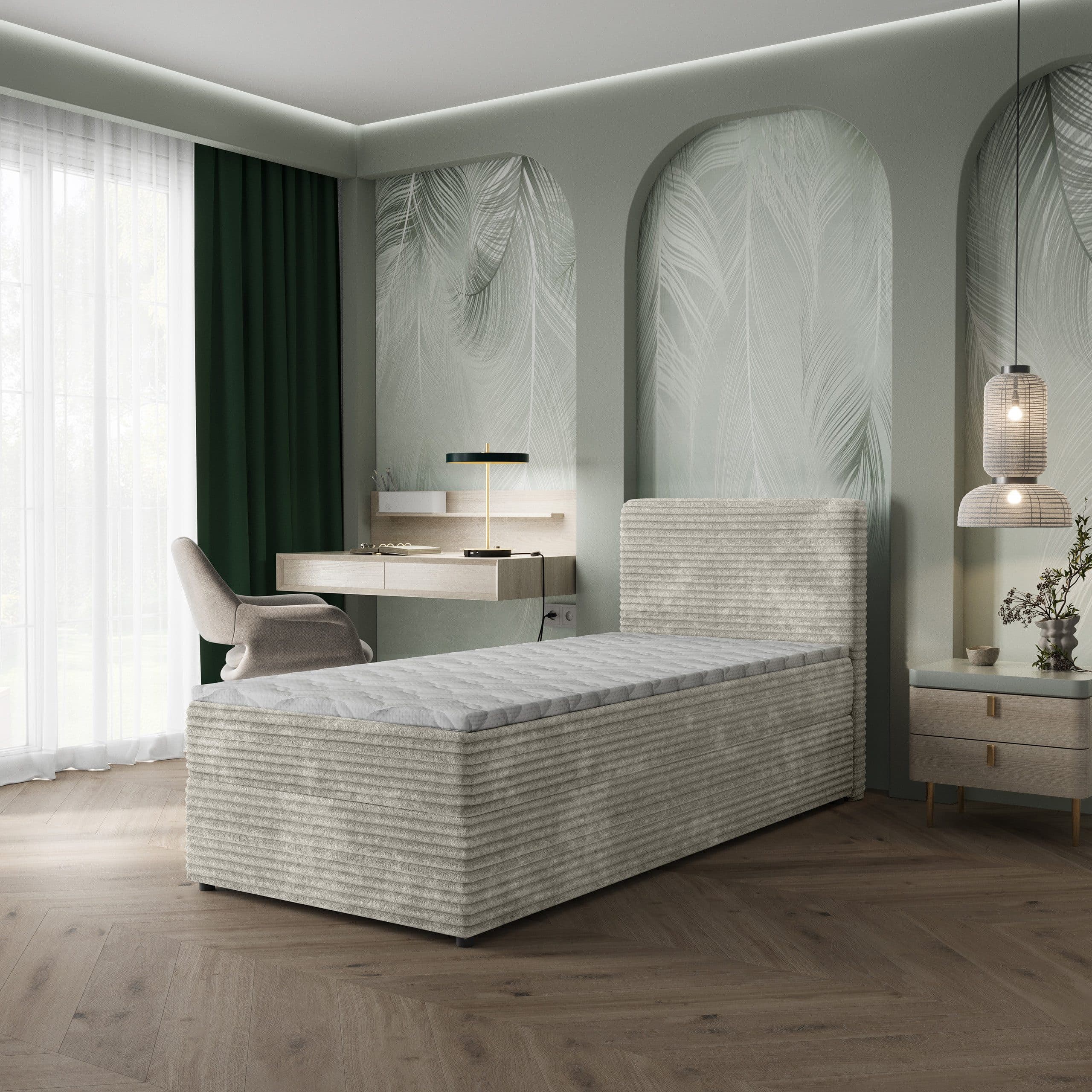Masseno Boxbett PISA grau mit Bonell-Matratze und Topper - Bild 2