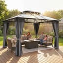 Outsunny Gartenpavillon 3,6x3m mit PC-Dach und Moskitonetz Bild 2