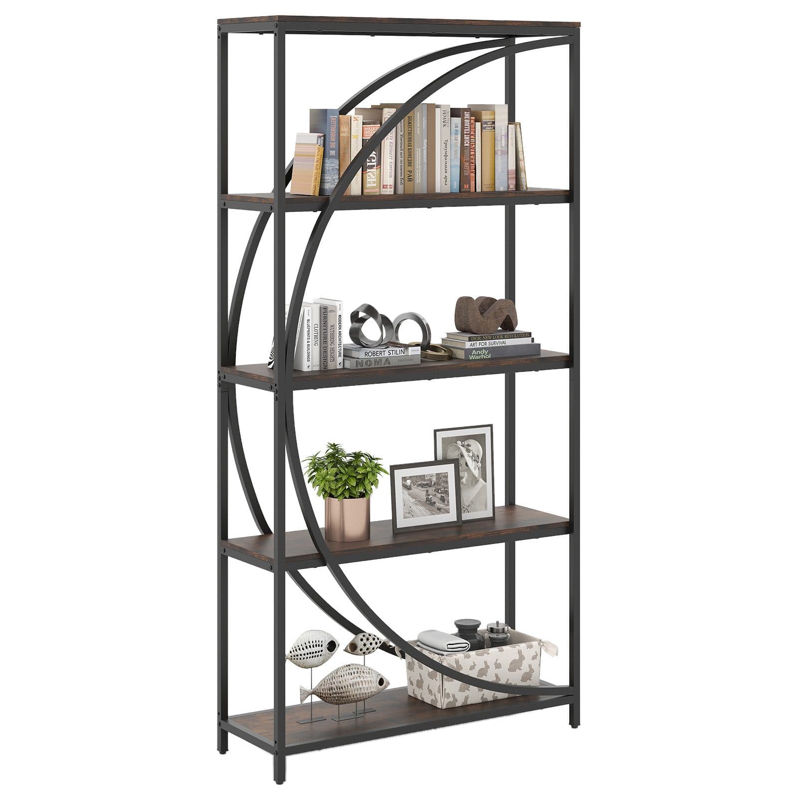 COSTWAY Bücherregal Halbmond-Silhouette Metallrahmen - Bild 2