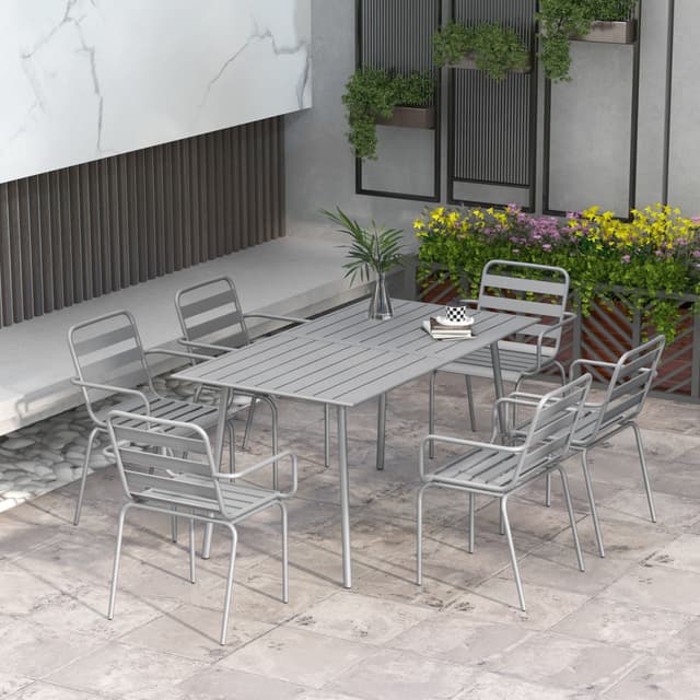 Outsunny Garten-Essgruppe: Stahl, Hellgrau, Stapelbar