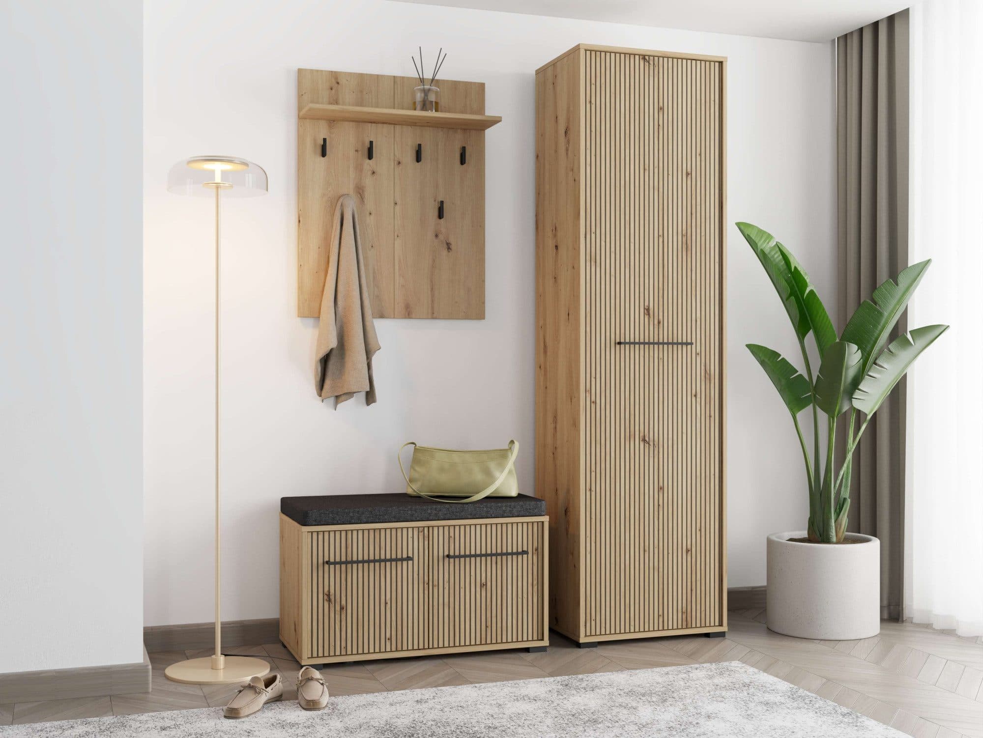 INOSIGN Garderoben-Set Landes Artisan Eiche mit Flurschrank, Garderobe & Bank - Bild 2