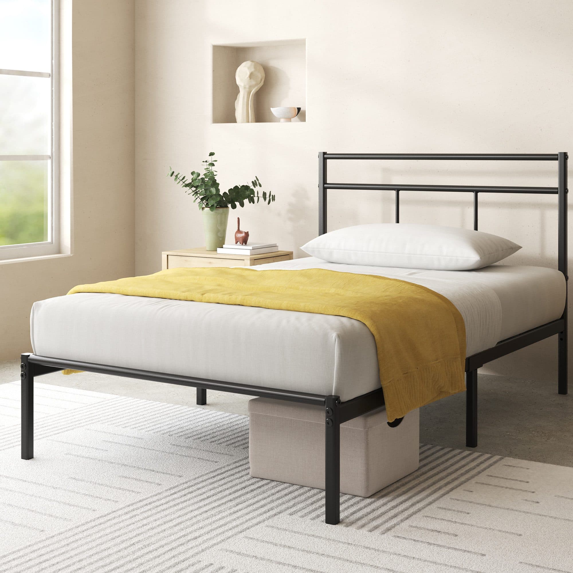 ZINUS Bettgestell Florence Square mit Kopfteil Schwarz 90x200 cm - Bild 2