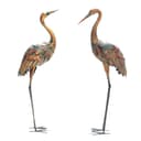KOMFOTTEU Gartenfigur Gartendeko 2er Set 2 St Metall Kunstskulptur Braun Bild 2
