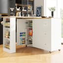 Flieks Bartisch 360° drehbar mit Sideboard Weiß Bild 2