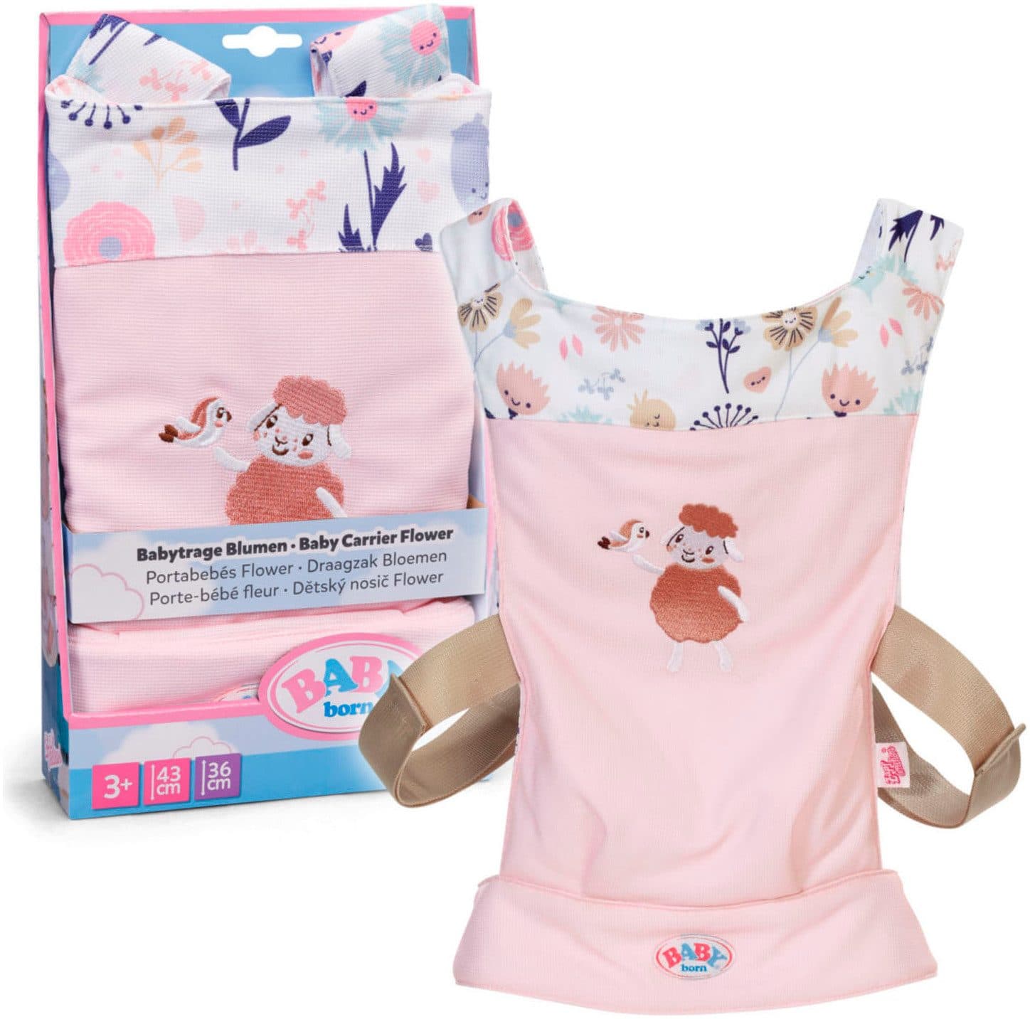 Baby Born Puppen Bauchtrage Rosa mit Blumenprint - Bild 2