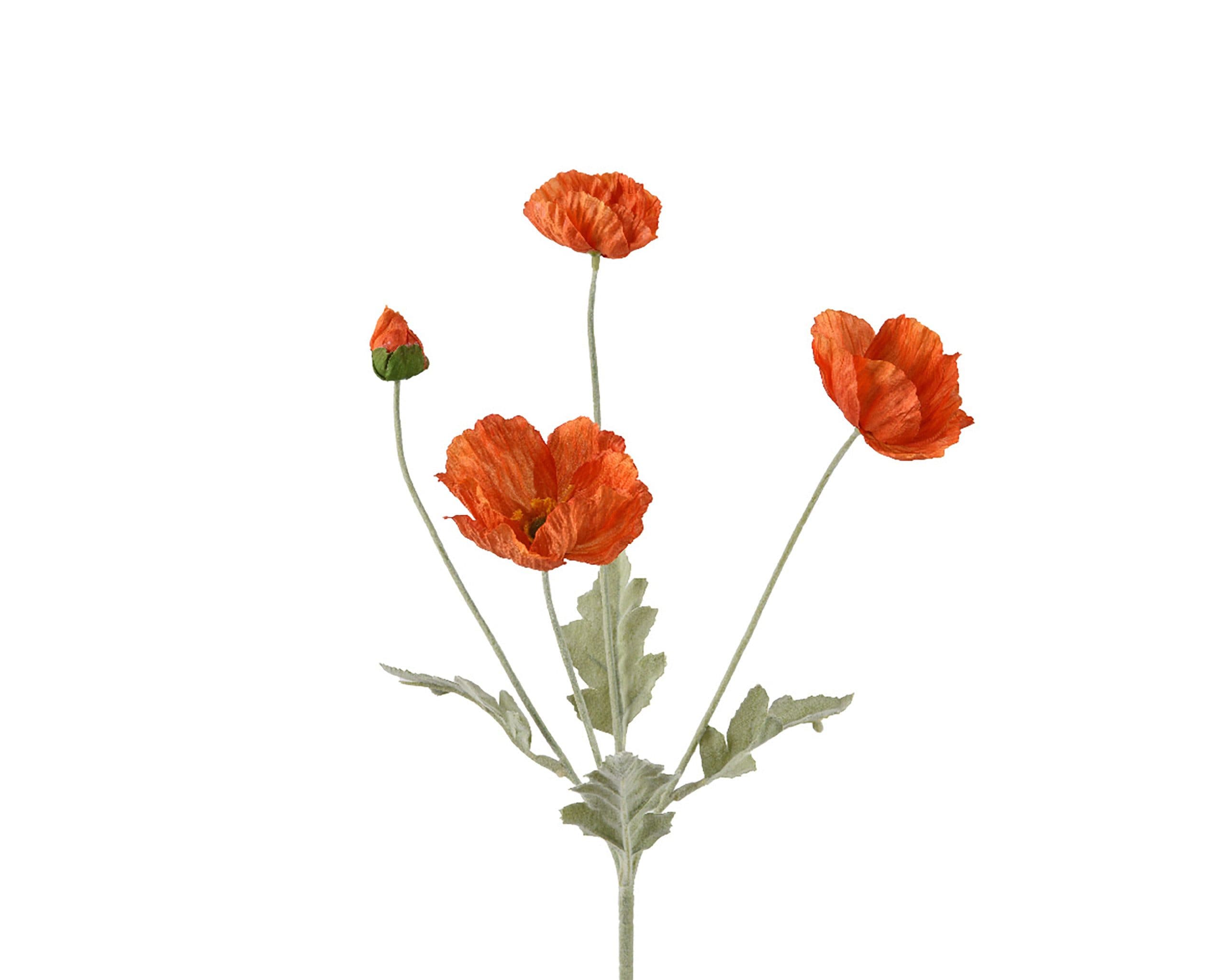 Decoris season decorations Künstliche Mohnblume Orange mit Stiel