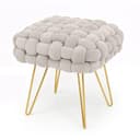 Milord FURNITURE Sitzhocker Samt Geflochten Beige Gold Bild 2
