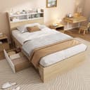 KLAM HOME Einzelbett 90x200 Weiß Eiche Massivholz Stauraum Bild 2