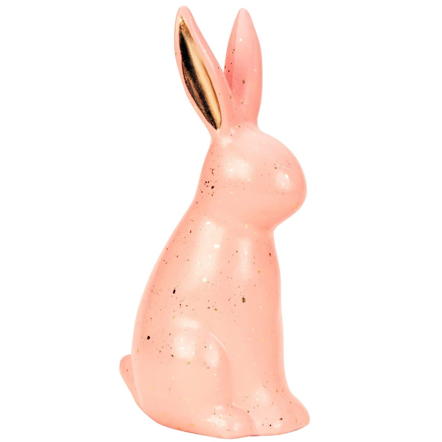 Mel-O-Design Osterhase Keramik Deko Rosa Goldsprenkel