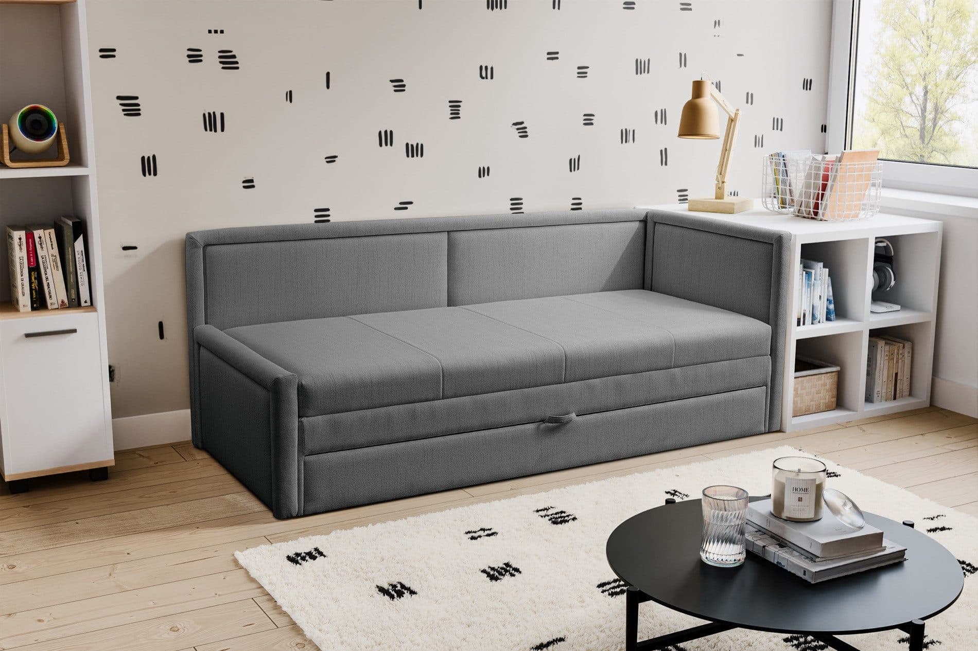 Selsey Jugendbett CAPRILI Gepolstertes Bett mit Ausziehfunktion und Bettkasten - Bild 2