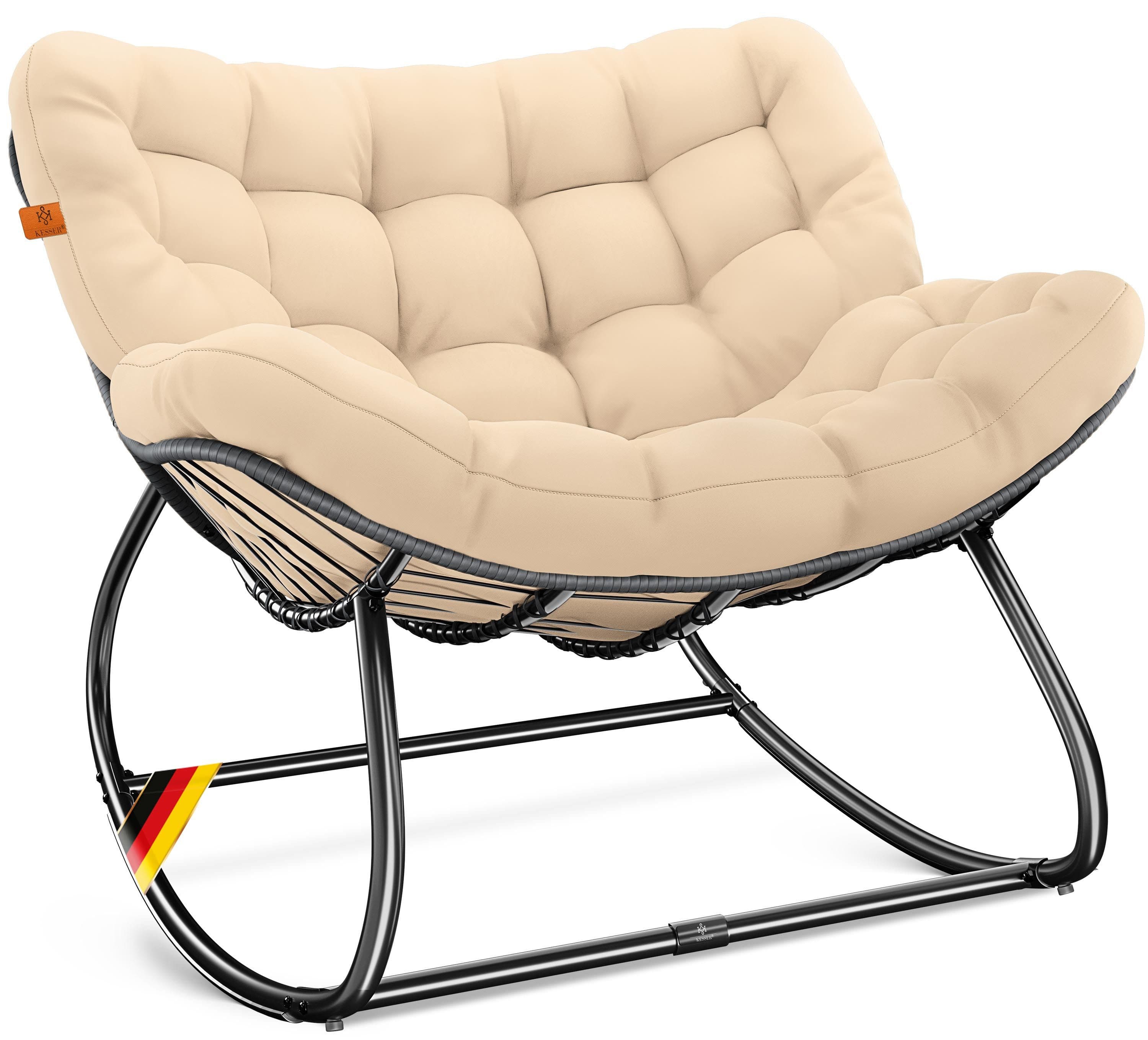 KESSER Schaukelstuhl Chillexer Beige witterungsbeständig mit Fußstütze - Bild 2