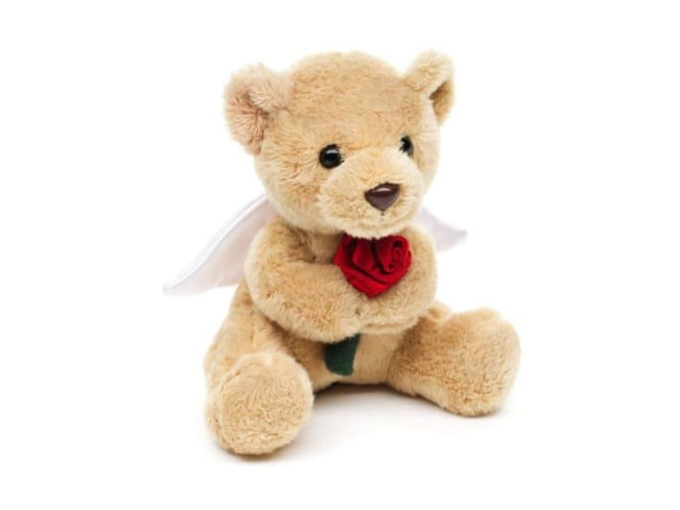Teddys Rothenburg Kuscheltier Teddybär Schutzengel mit Rose 14 cm Plüschteddybär Stofftier