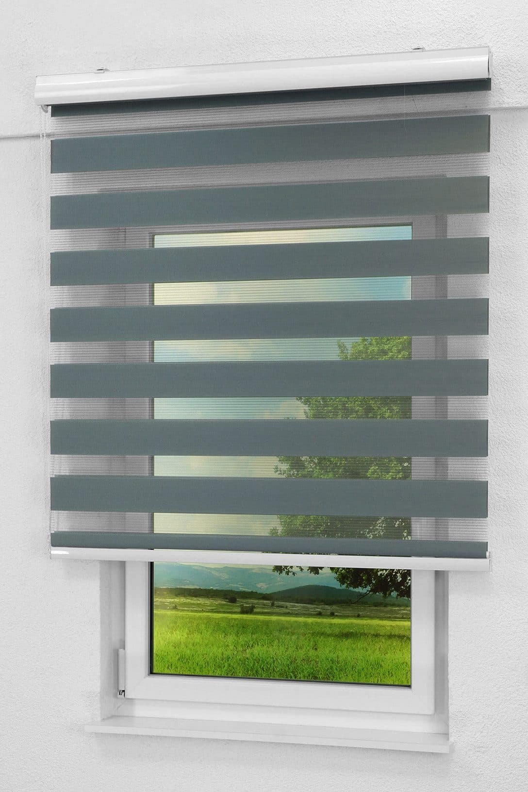 LYSEL® Doppelrollo Grau mit Blende blickdicht - Bild 2