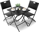 TLGREEN Balkonset 3-tlg. Klappbar Schwarz/Braun/Grau PE-Rattan Bild 2
