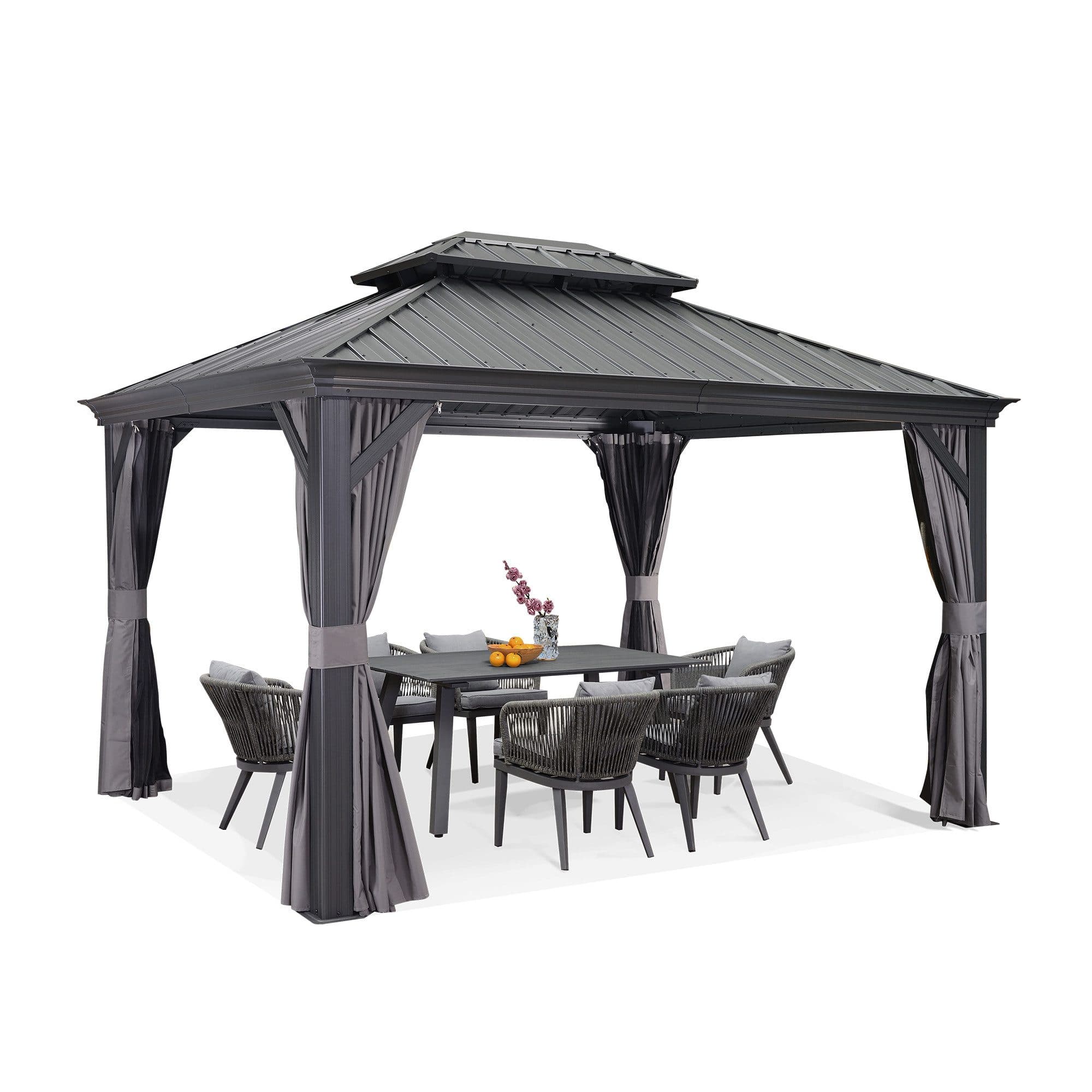 PURPLE LEAF Pavillon Alu mit Hardtop Dach Grau wasserdicht - Bild 2