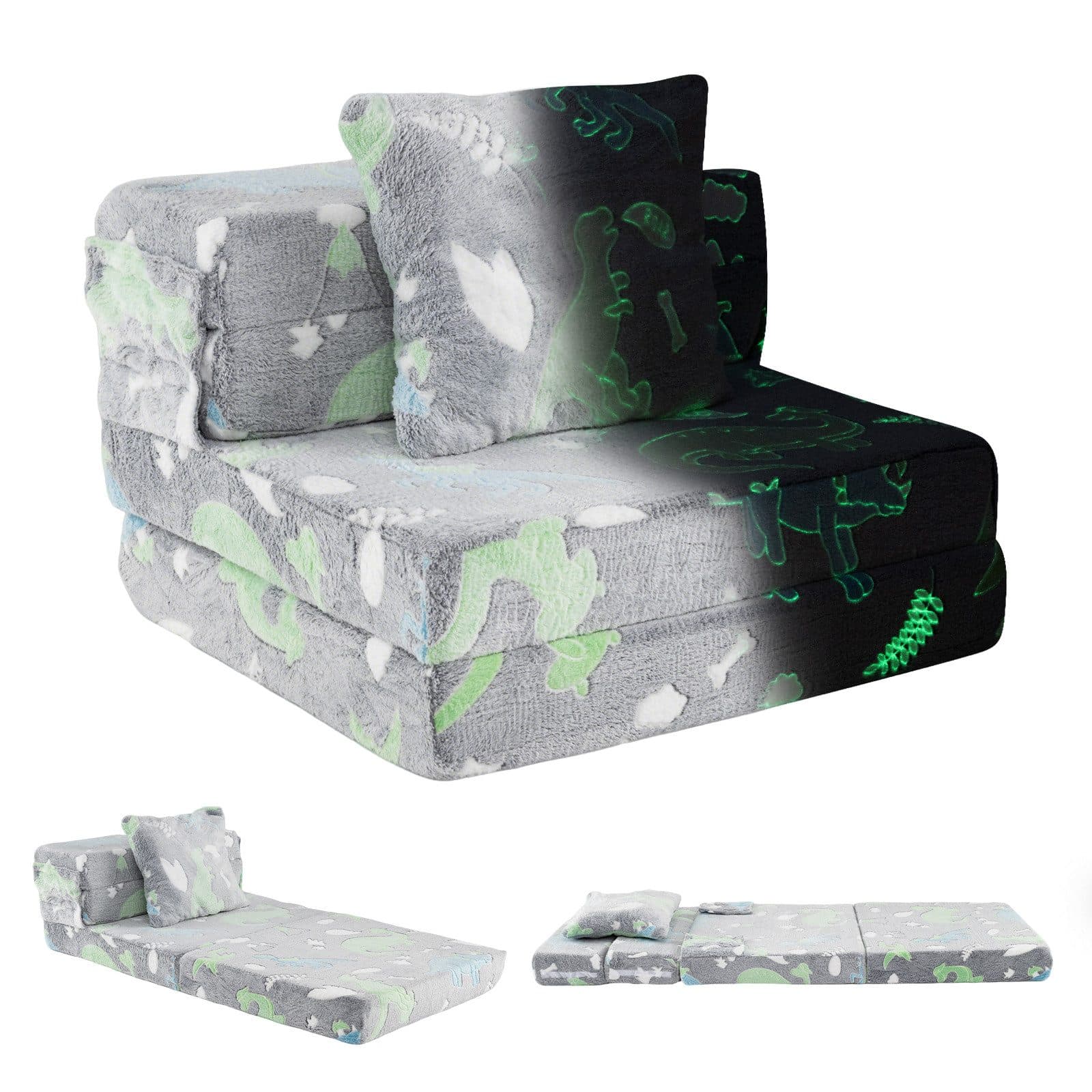 COSTWAY Kindersofa 3-in-1 Klappsofa-Bett Flanellstoff - Bild 2