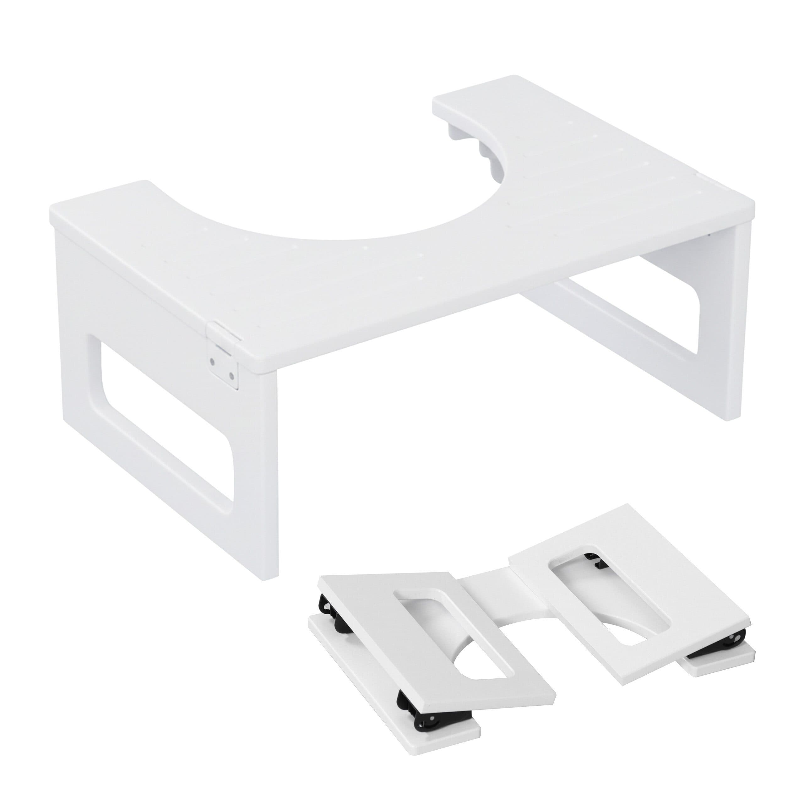 relaxdays Badhocker Klappbarer Toilettenhocker aus Bambus, Weiß - Bild 2