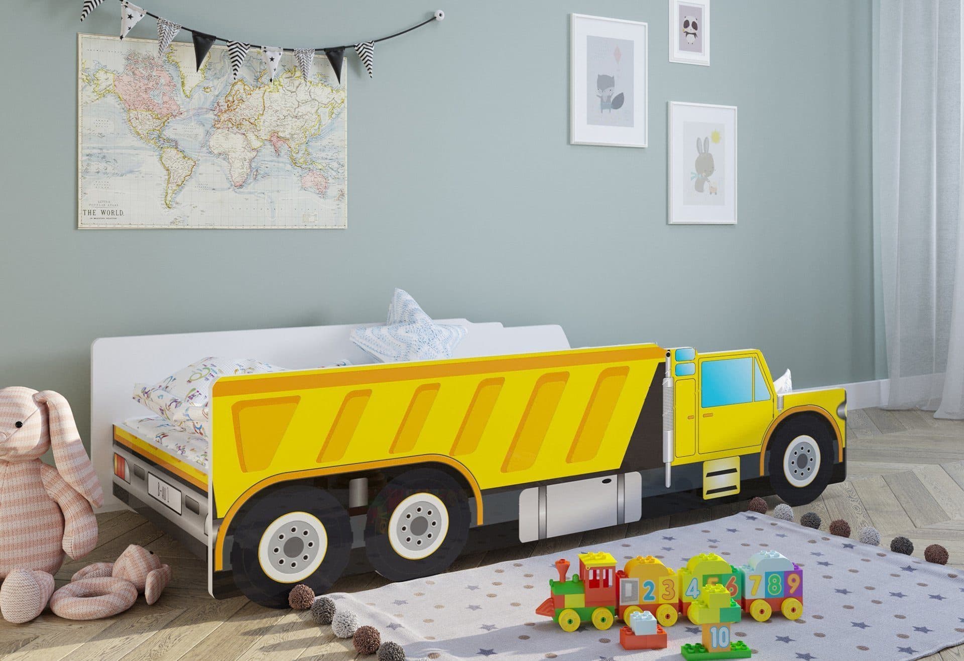 Kids Collective Autobett Kinderbett Baustelle Gelb mit Rausfallschutz - Bild 2