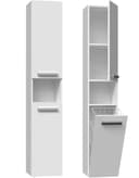 ibonto Hochschrank Badezimmerschrank Weiss mit Korb & flexibler Türöffnung Bild 2