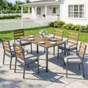 Outsunny Garten-Essgruppe 7-tlg. mit Tisch, 6 Stühlen & Kissen Grau/Natur Bild 2
